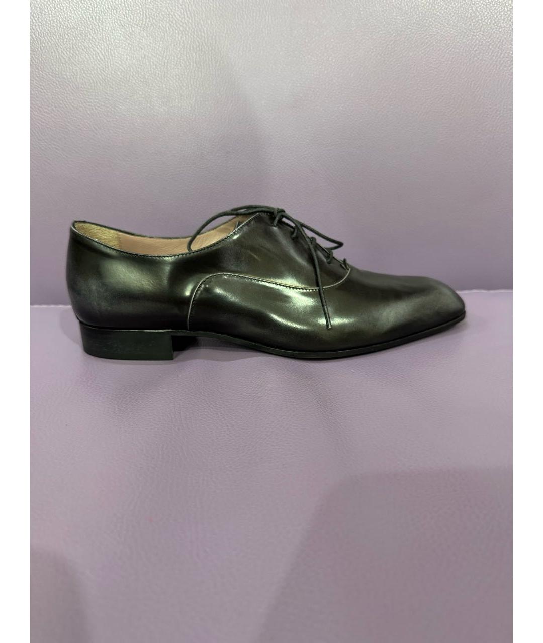 ARMANI COLLEZIONI Антрацитовые кожаные брогги и оксфорды, фото 8