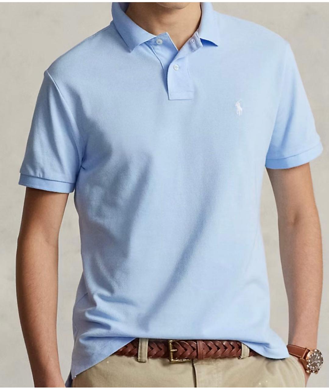 POLO RALPH LAUREN Голубая хлопковая футболка, фото 5