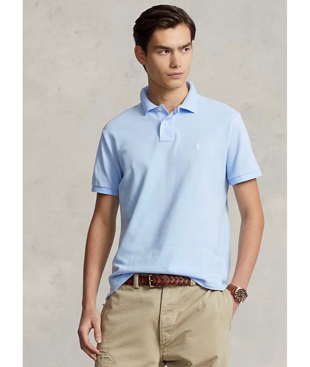 POLO RALPH LAUREN Голубая хлопковая футболка, фото 4