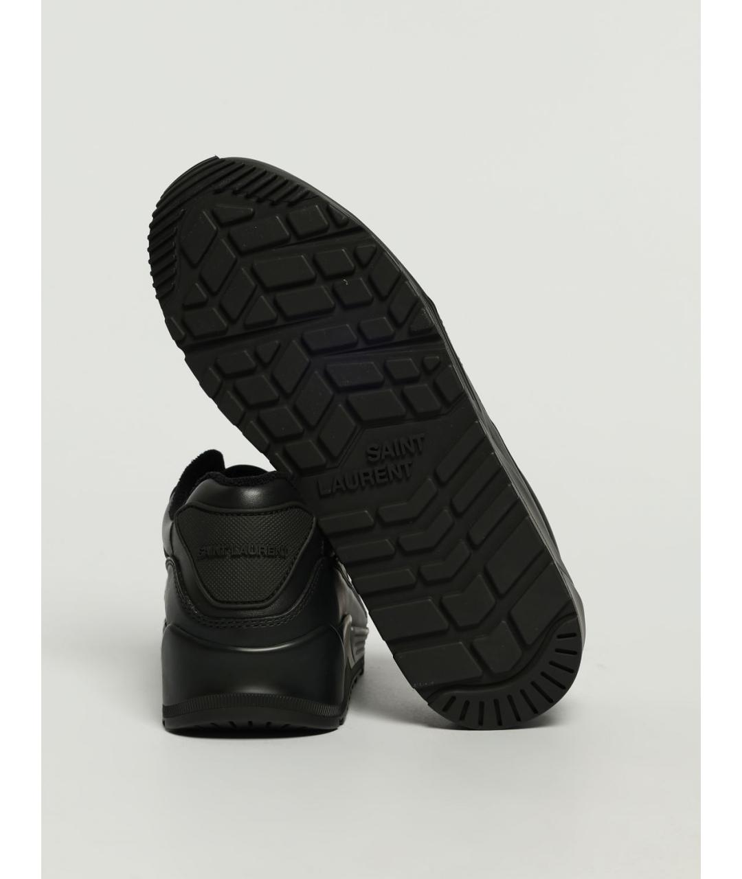 SAINT LAURENT Черные кожаные низкие кроссовки / кеды, фото 4