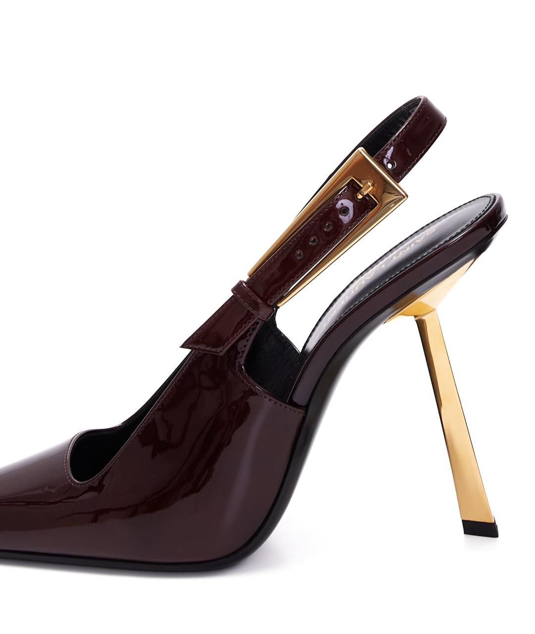 SAINT LAURENT Бордовые туфли из лакированной кожи, фото 5