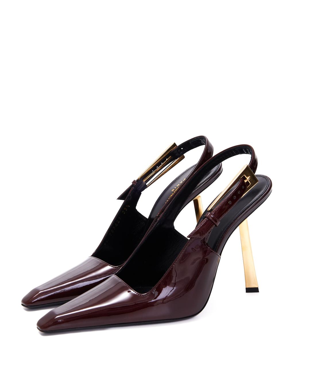 SAINT LAURENT Бордовые туфли из лакированной кожи, фото 2