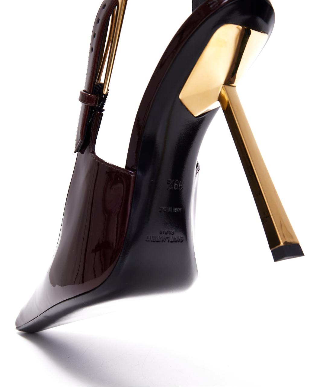 SAINT LAURENT Бордовые туфли из лакированной кожи, фото 6