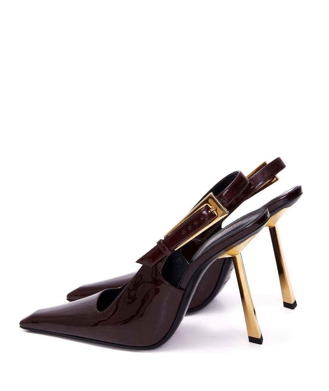 SAINT LAURENT Бордовые туфли из лакированной кожи, фото 3