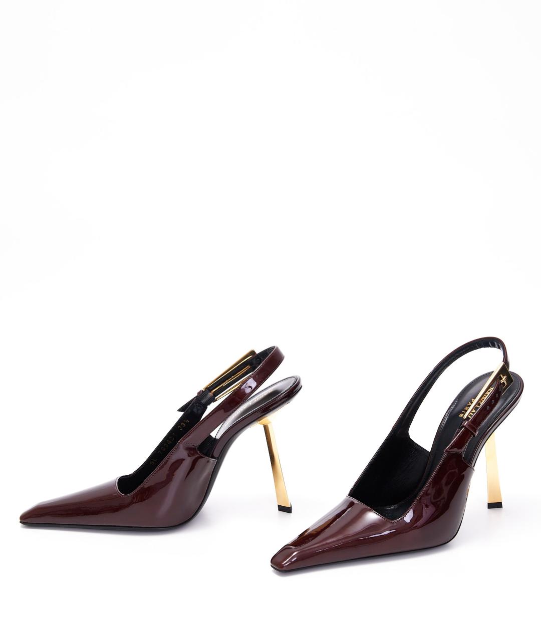 SAINT LAURENT Бордовые туфли из лакированной кожи, фото 4