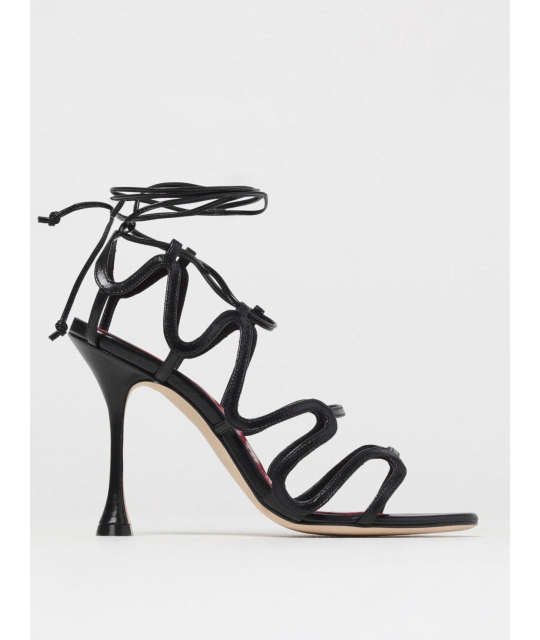 MANOLO BLAHNIK Черные кожаные босоножки, фото 5