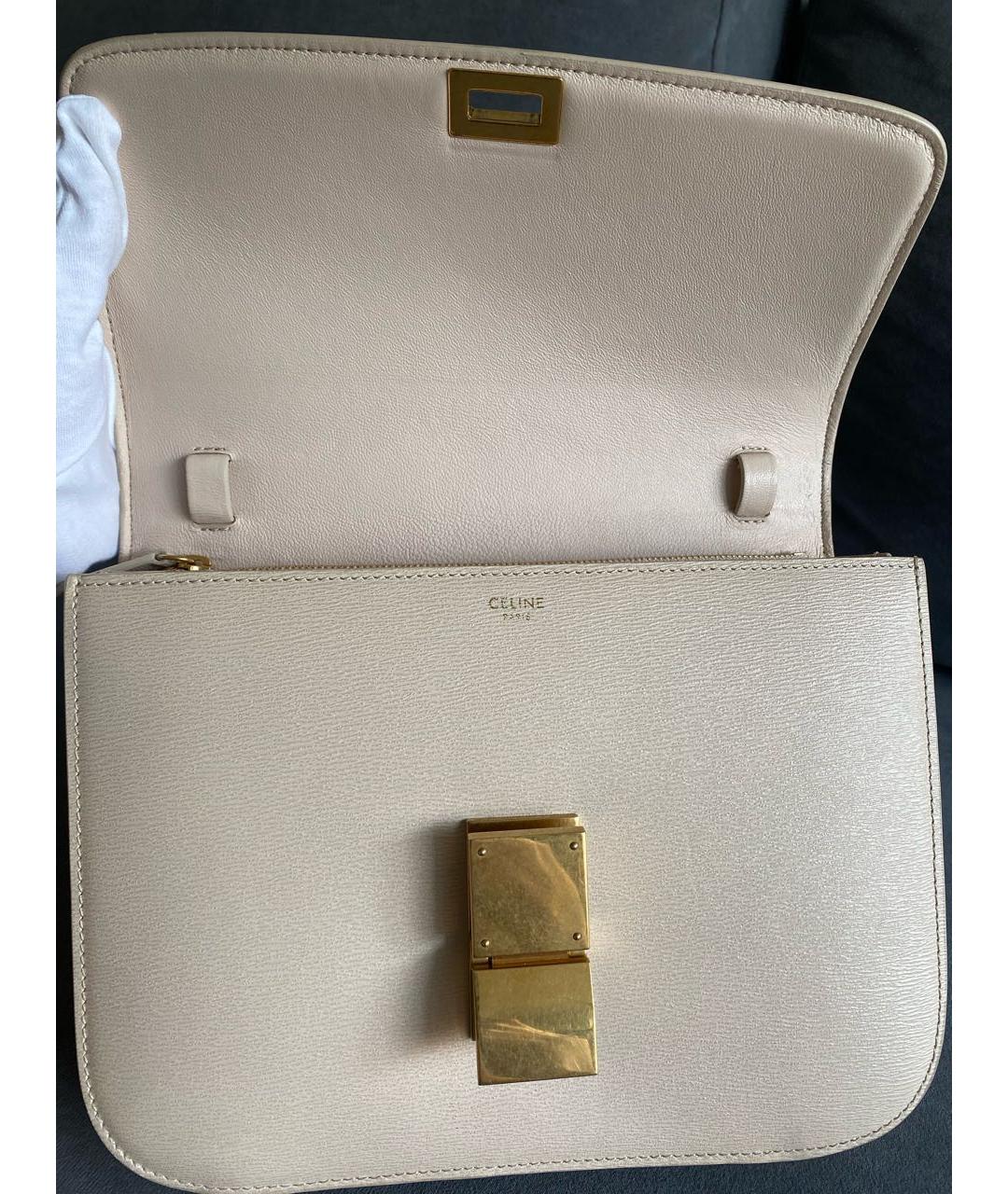 CELINE Бежевая кожаная сумка через плечо, фото 2