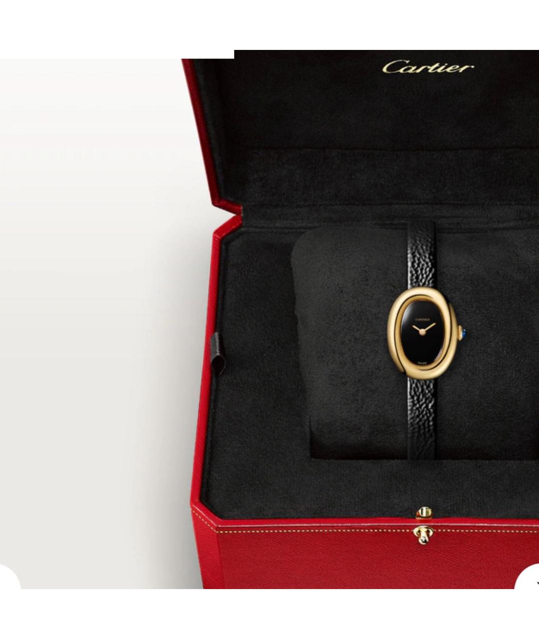 CARTIER Черные часы из желтого золота, фото 4