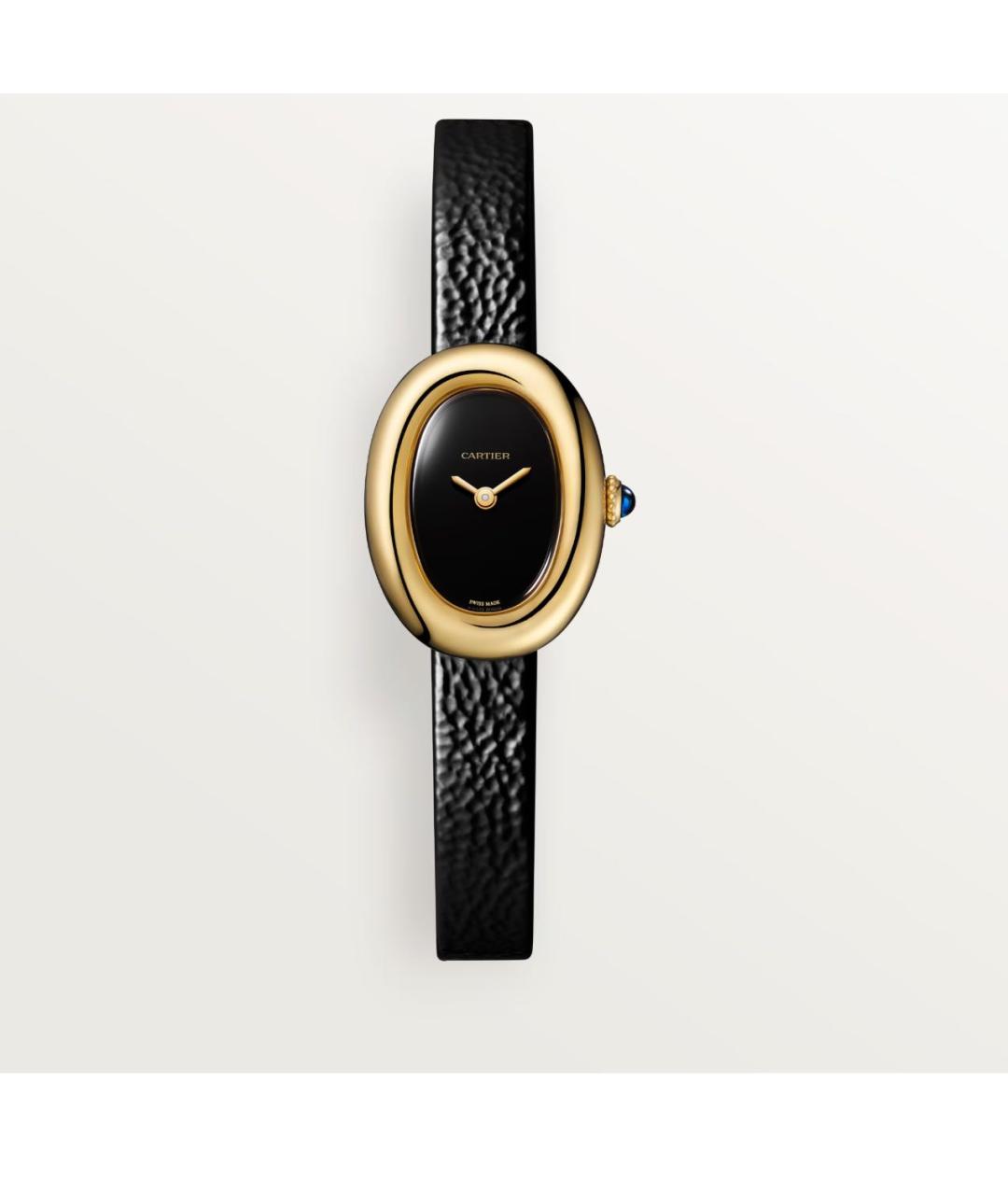 CARTIER Черные часы из желтого золота, фото 5