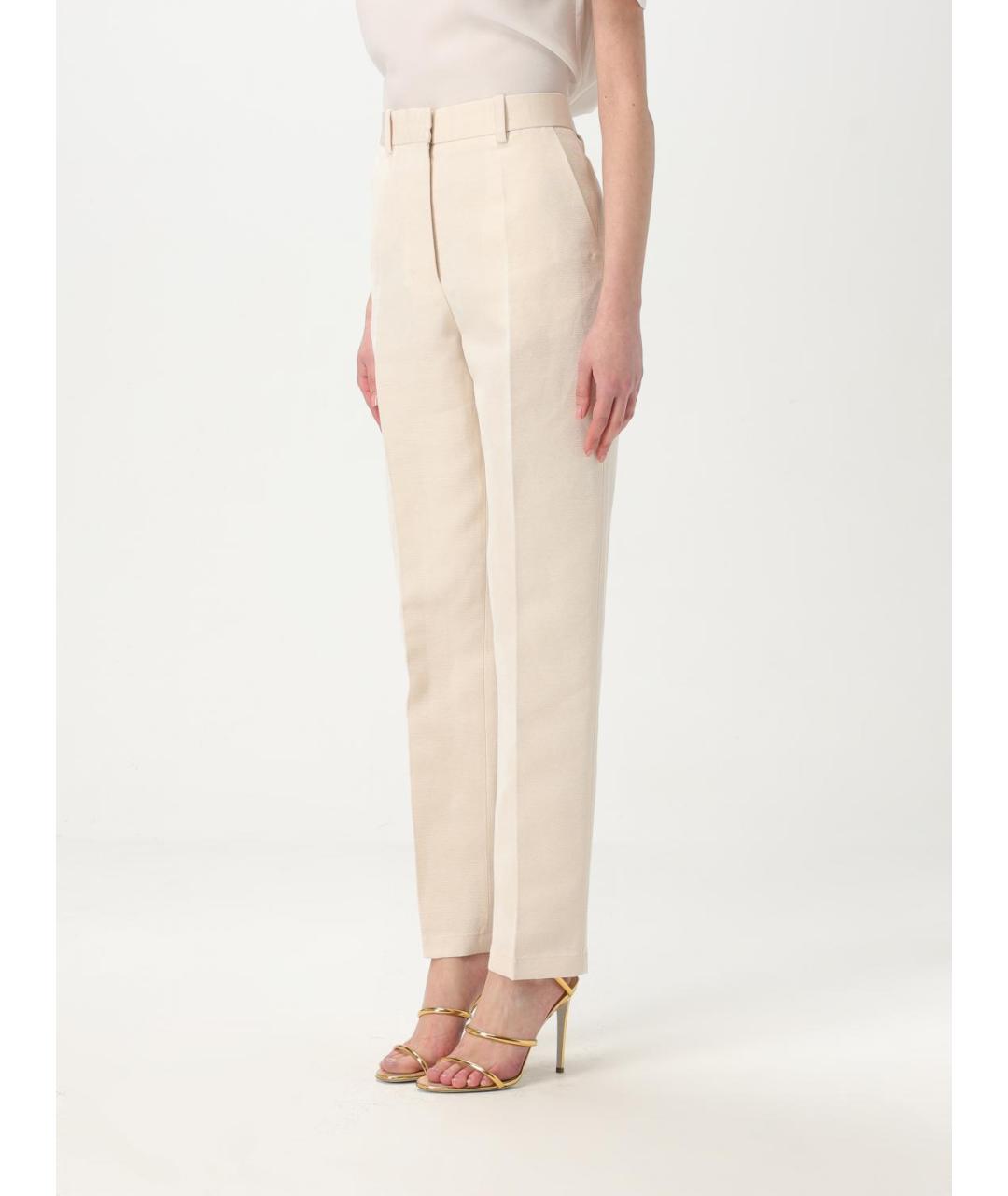 JACQUEMUS Бежевые вискозные прямые брюки, фото 4