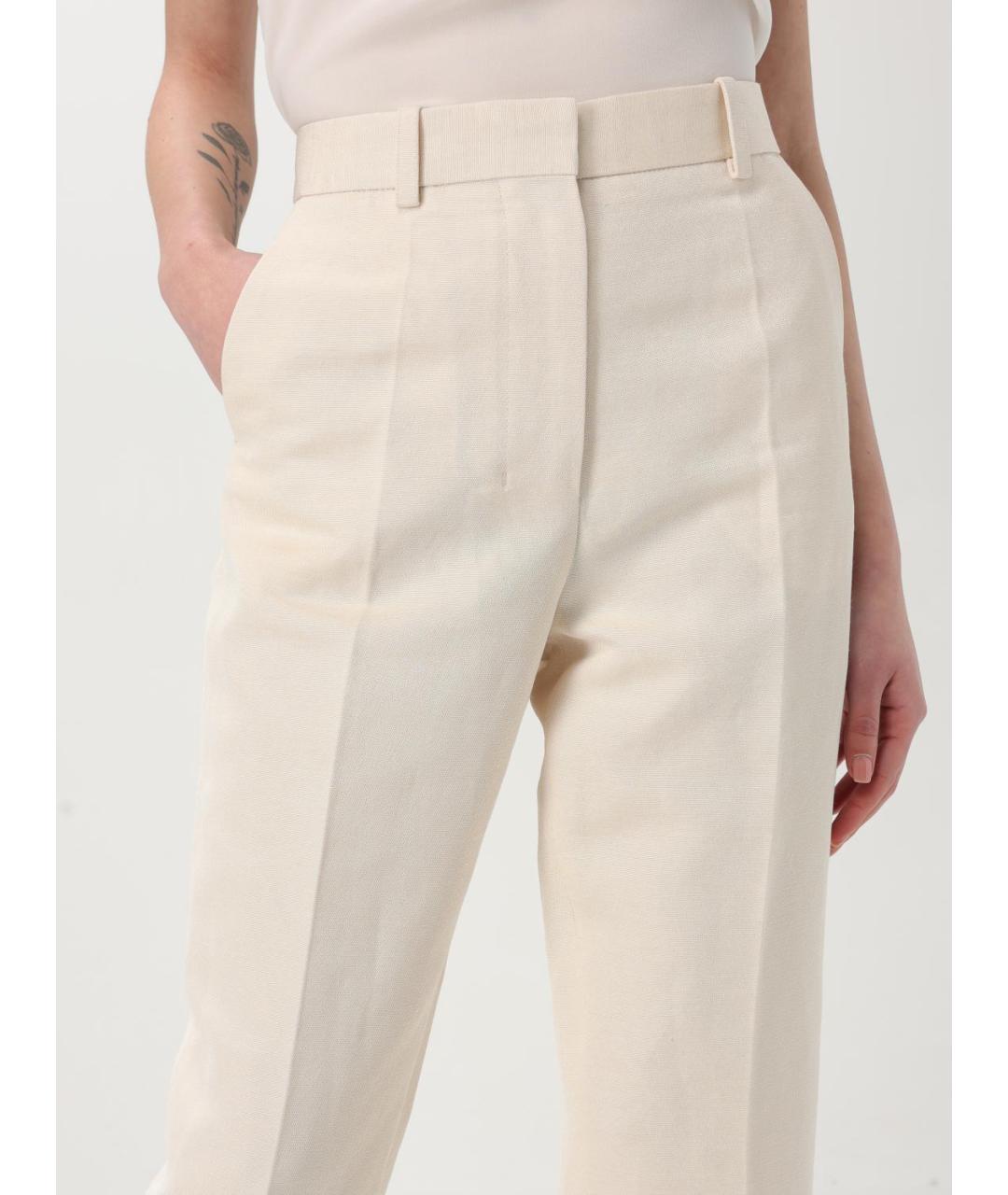 JACQUEMUS Бежевые вискозные прямые брюки, фото 5