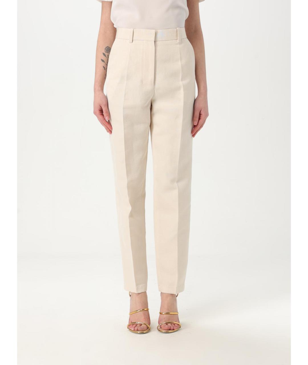 JACQUEMUS Бежевые вискозные прямые брюки, фото 2