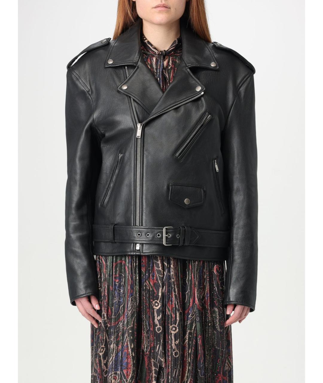 SAINT LAURENT Черная кожаная куртка, фото 2