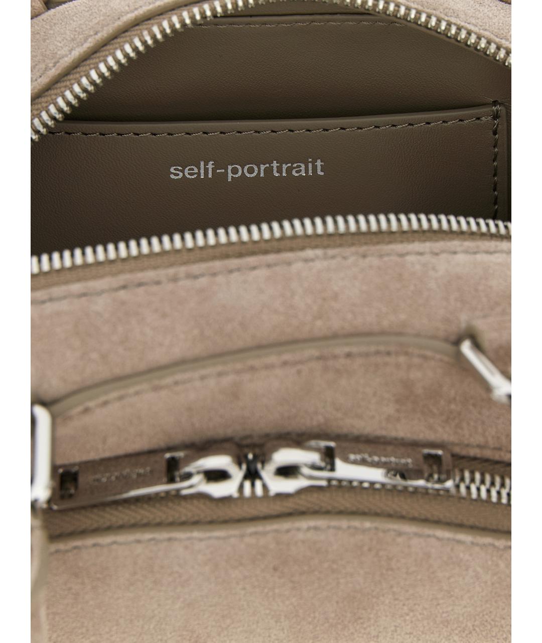 SELF-PORTRAIT Бежевая кожаная сумка через плечо, фото 4
