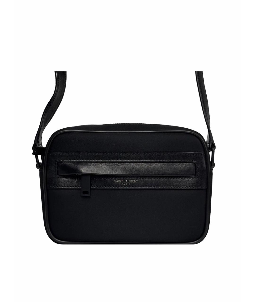 SAINT LAURENT Черная тканевая сумка на плечо, фото 1
