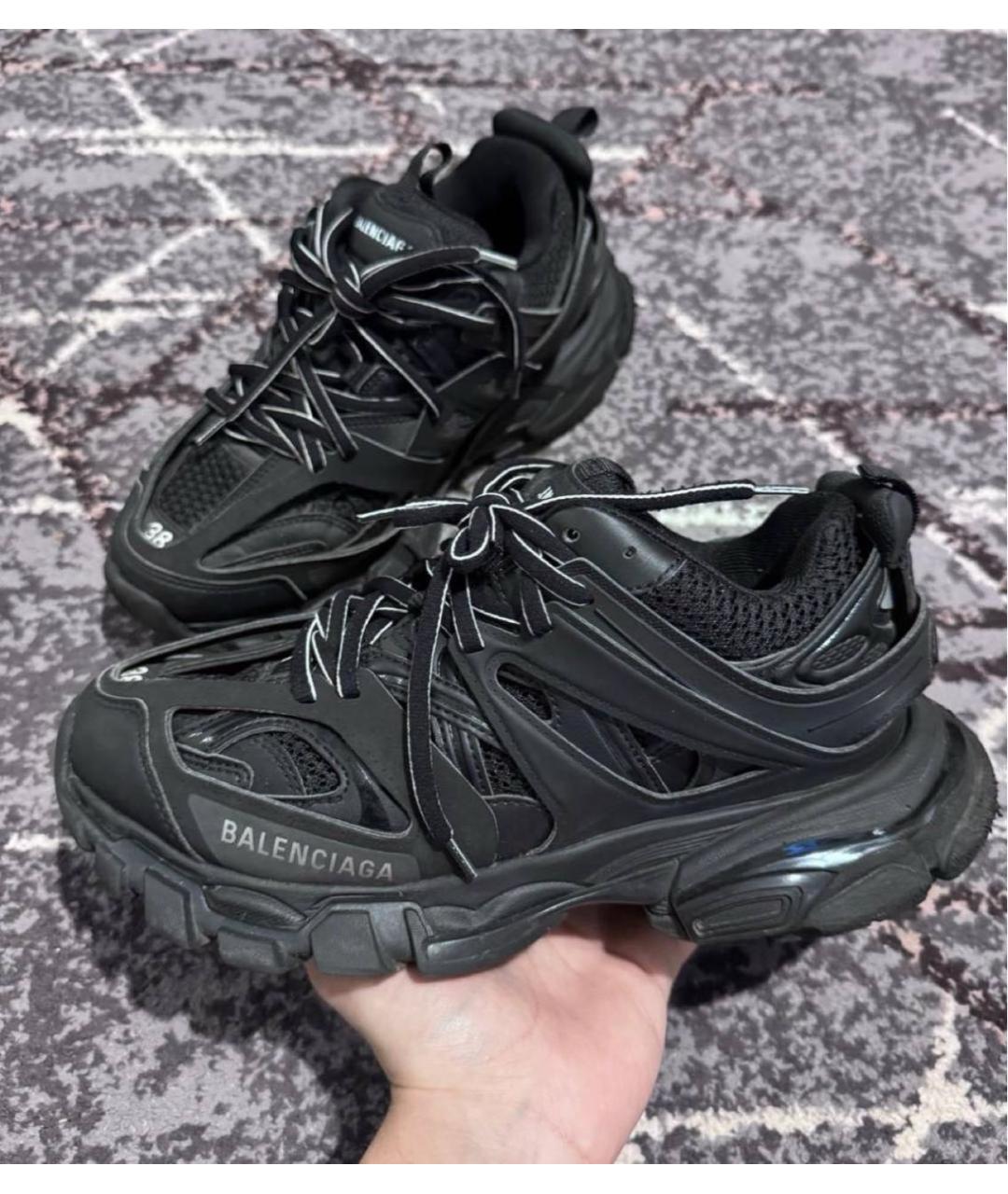 BALENCIAGA Черные кожаные кроссовки, фото 2