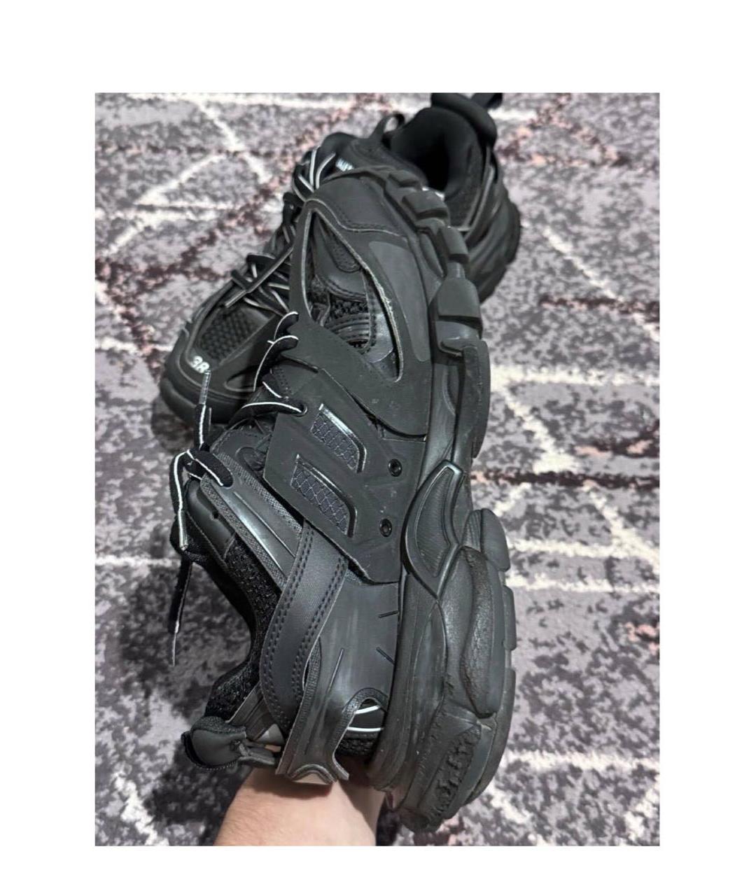 BALENCIAGA Черные кожаные кроссовки, фото 4