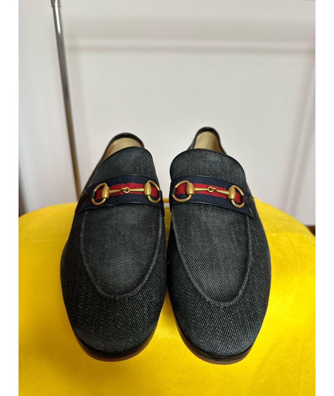 GUCCI Черные текстильные лоферы, фото 2