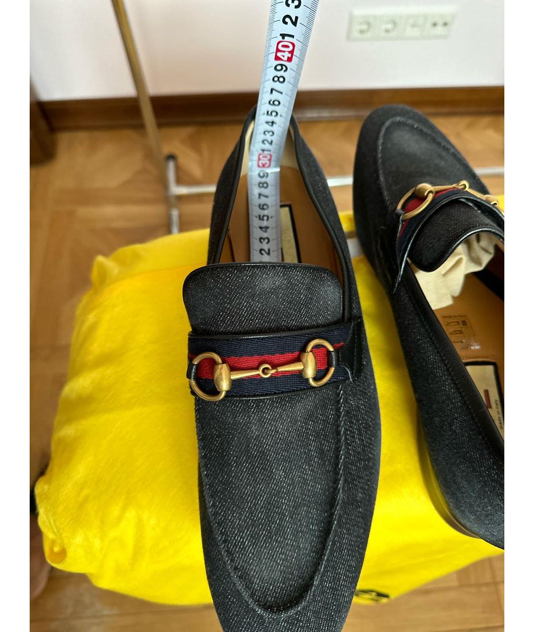 GUCCI Черные текстильные лоферы, фото 6