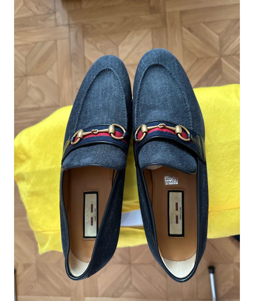 GUCCI Черные текстильные лоферы, фото 3
