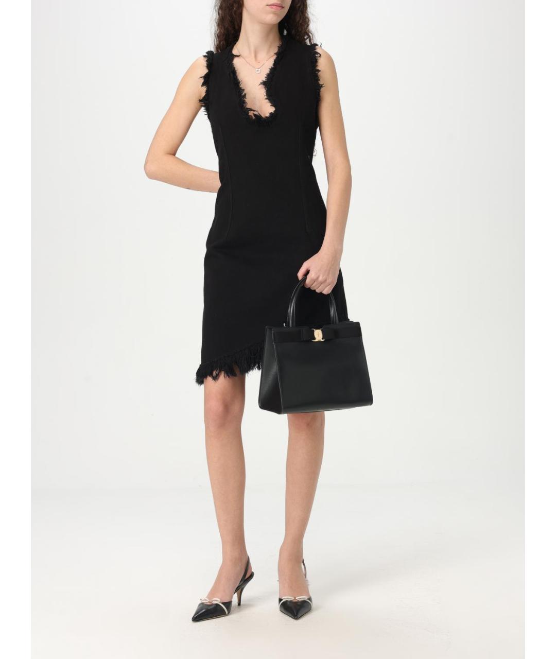 FERRAGAMO Черное хлопковое коктейльное платье, фото 3