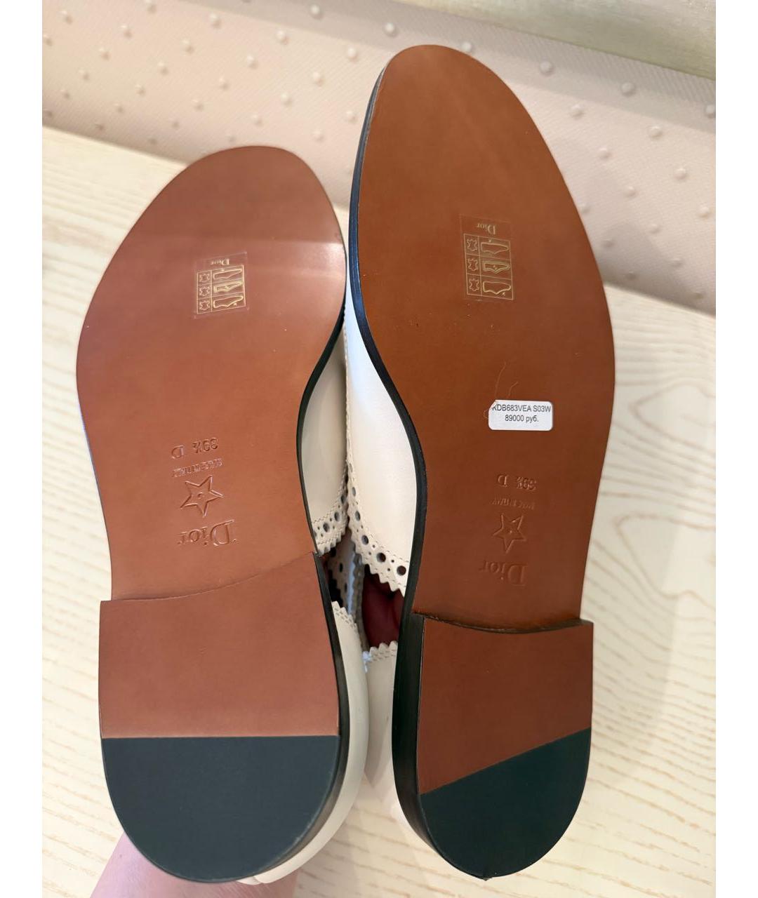 CHRISTIAN DIOR Белые кожаные туфли, фото 5