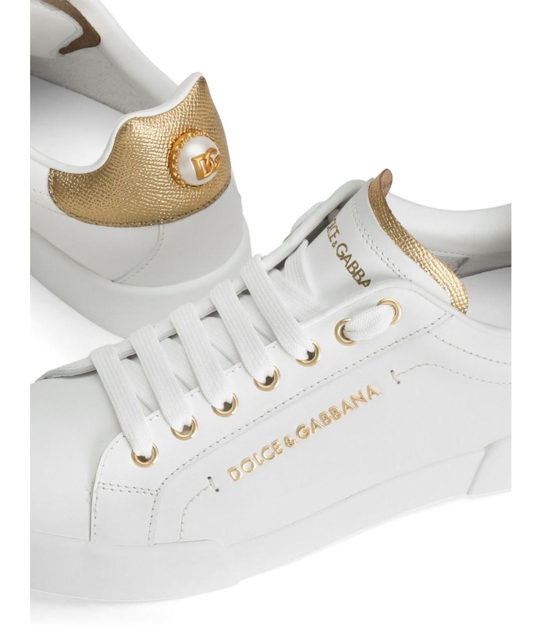 DOLCE&GABBANA Белые кожаные кеды, фото 4