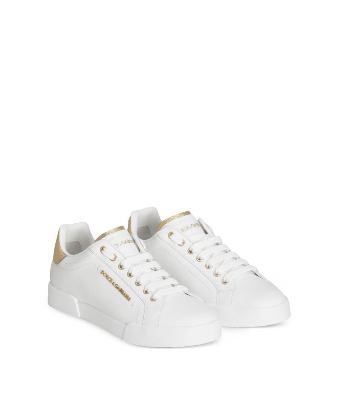 DOLCE&GABBANA Белые кожаные кеды, фото 3