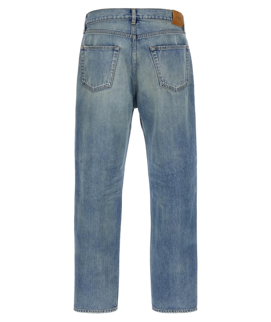 SAINT LAURENT Голубые хлопковые прямые джинсы, фото 2