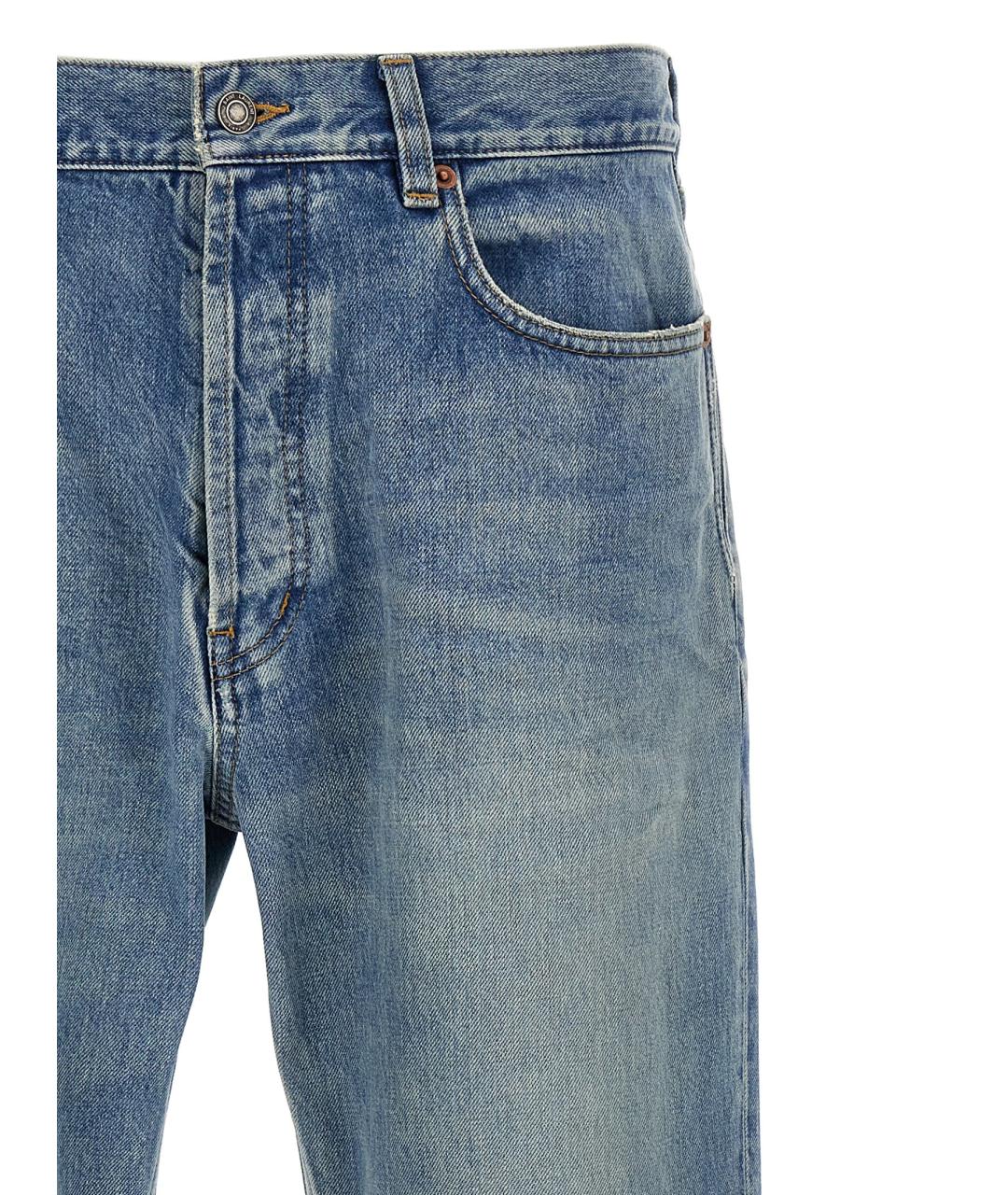 SAINT LAURENT Голубые хлопковые прямые джинсы, фото 3