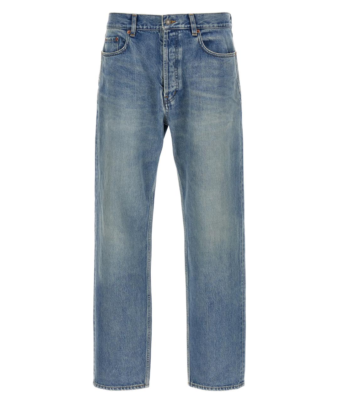 SAINT LAURENT Голубые хлопковые прямые джинсы, фото 1