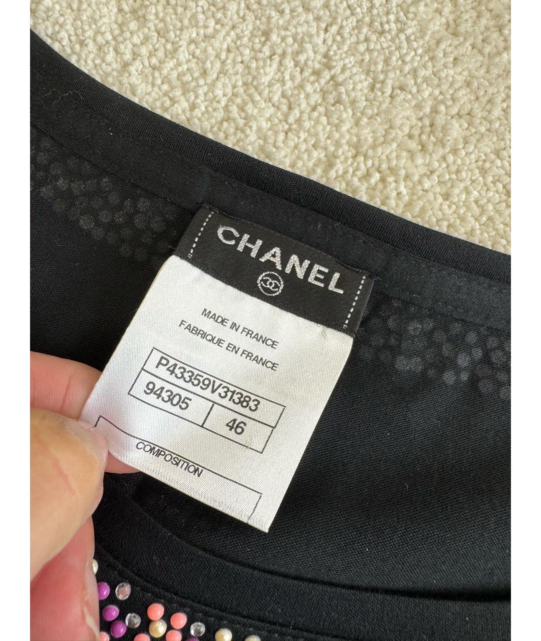 CHANEL Черная хлопковая футболка, фото 3