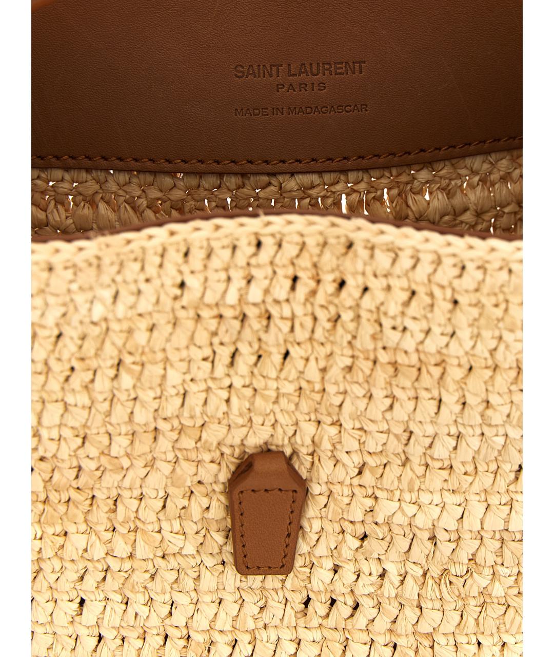 SAINT LAURENT Бежевая пелетеная сумка через плечо, фото 4