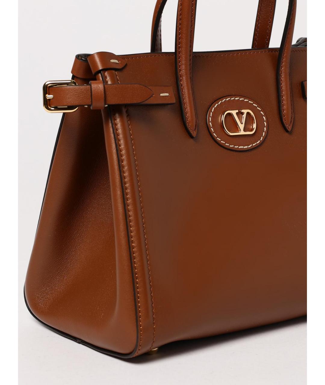 VALENTINO Коричневая кожаная сумка тоут, фото 3