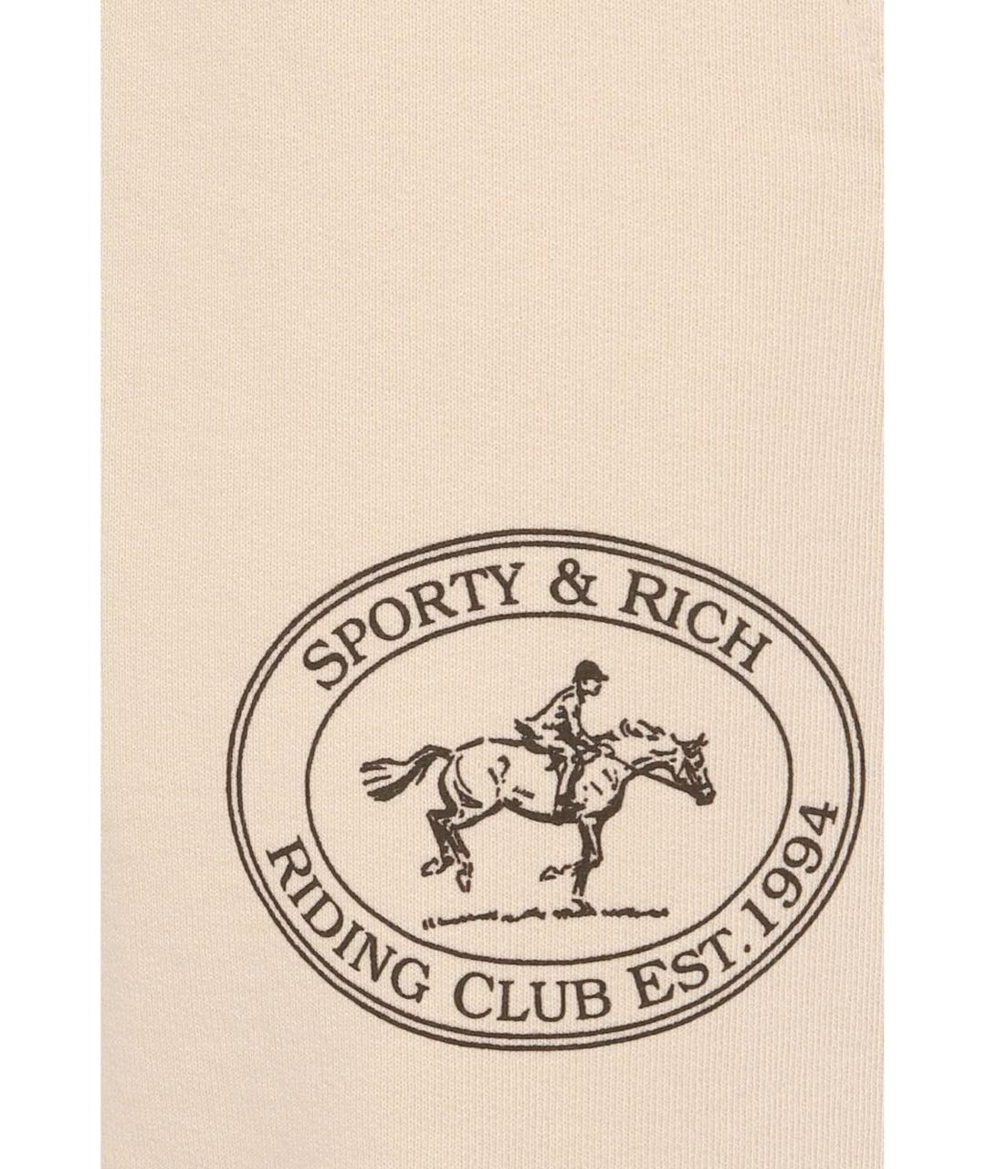 SPORTY AND RICH Бежевые хлопковые спортивные брюки и шорты, фото 4