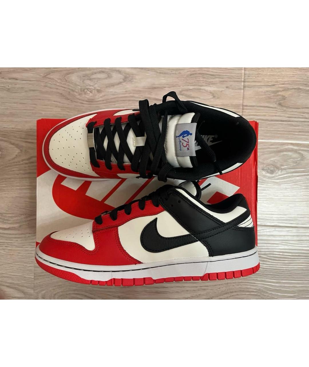 NIKE Красные кожаные низкие кроссовки / кеды, фото 5