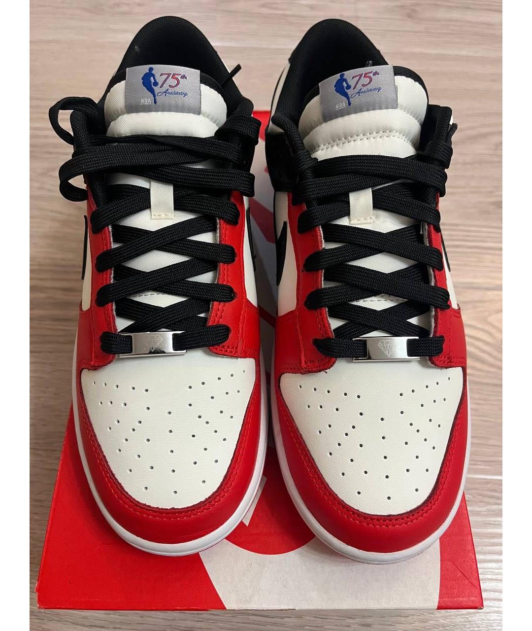 NIKE Красные кожаные низкие кроссовки / кеды, фото 2