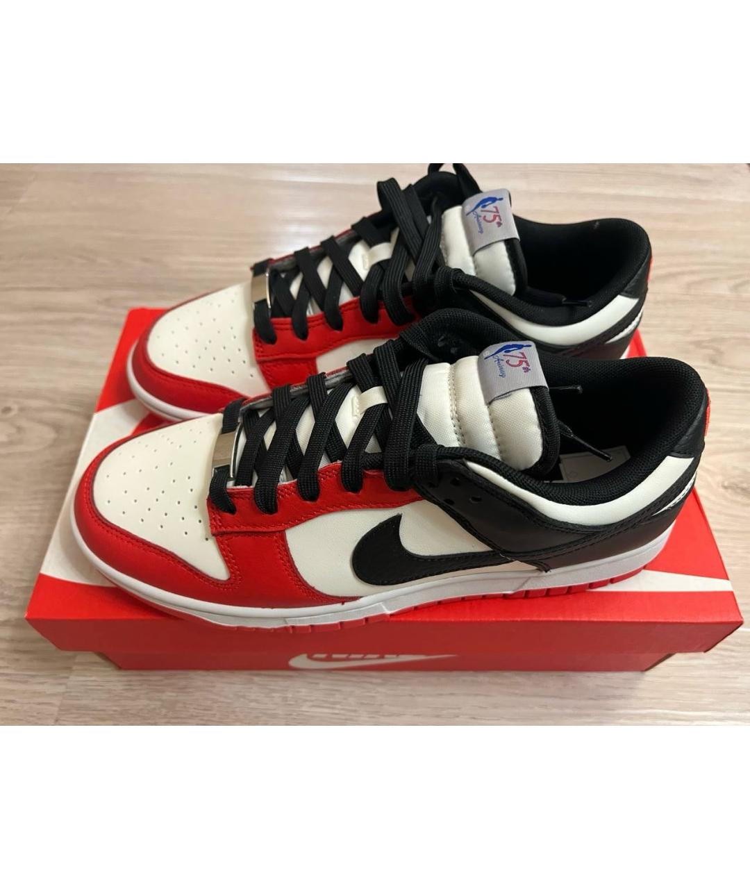 NIKE Красные кожаные низкие кроссовки / кеды, фото 6