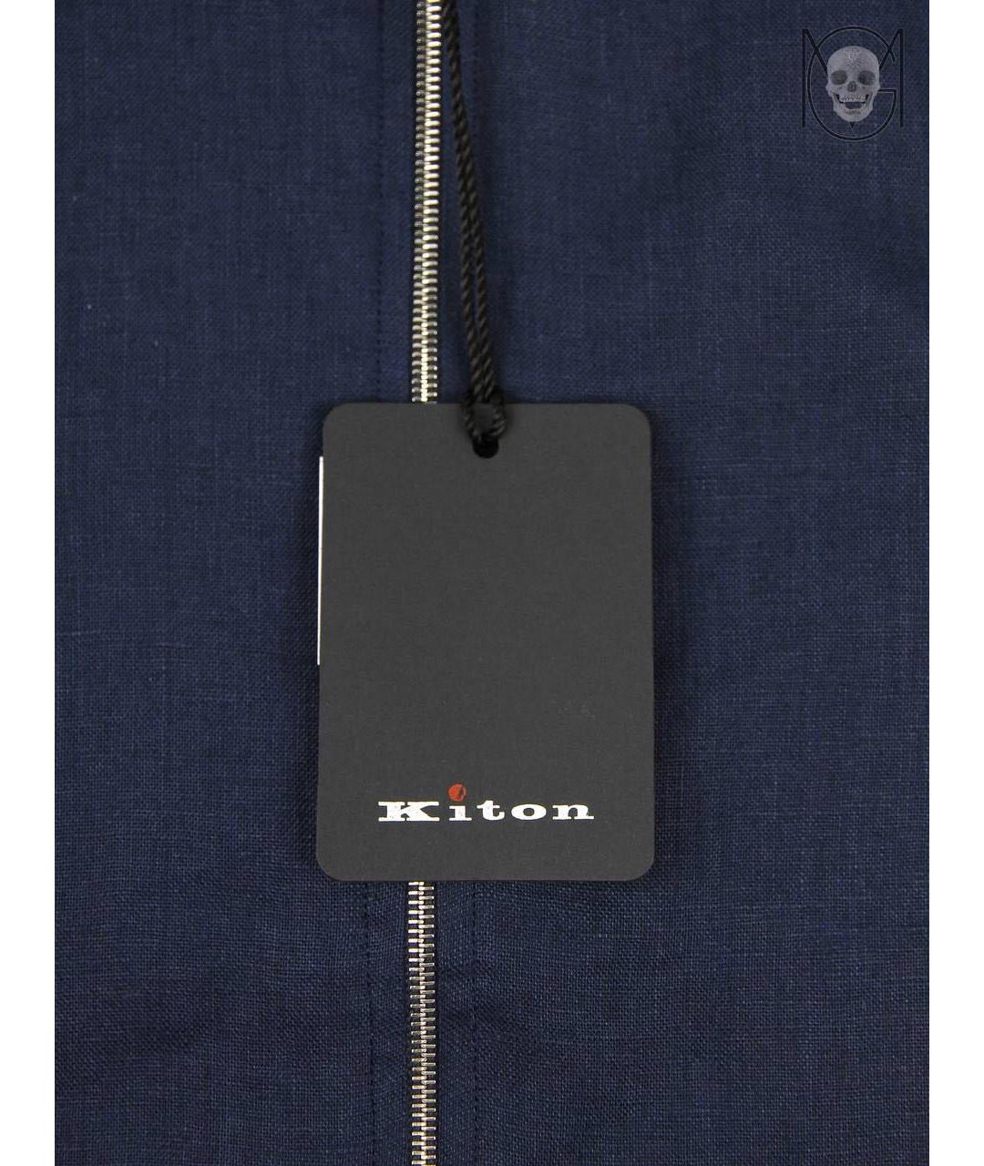 KITON Темно-синяя льняная куртка, фото 3