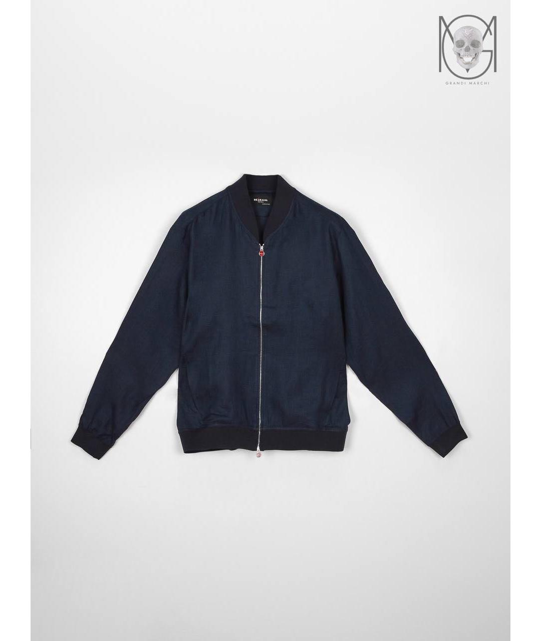 KITON Темно-синяя льняная куртка, фото 9