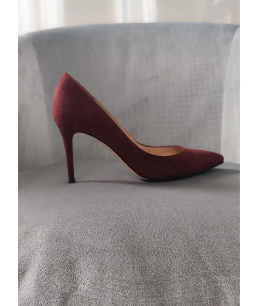 GIANVITO ROSSI Бордовые замшевые туфли, фото 7