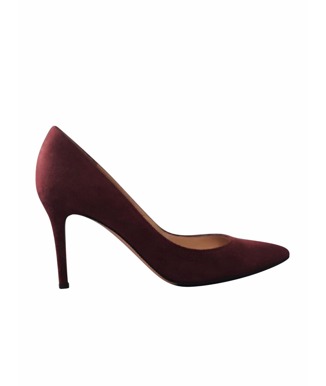 GIANVITO ROSSI Бордовые замшевые туфли, фото 1