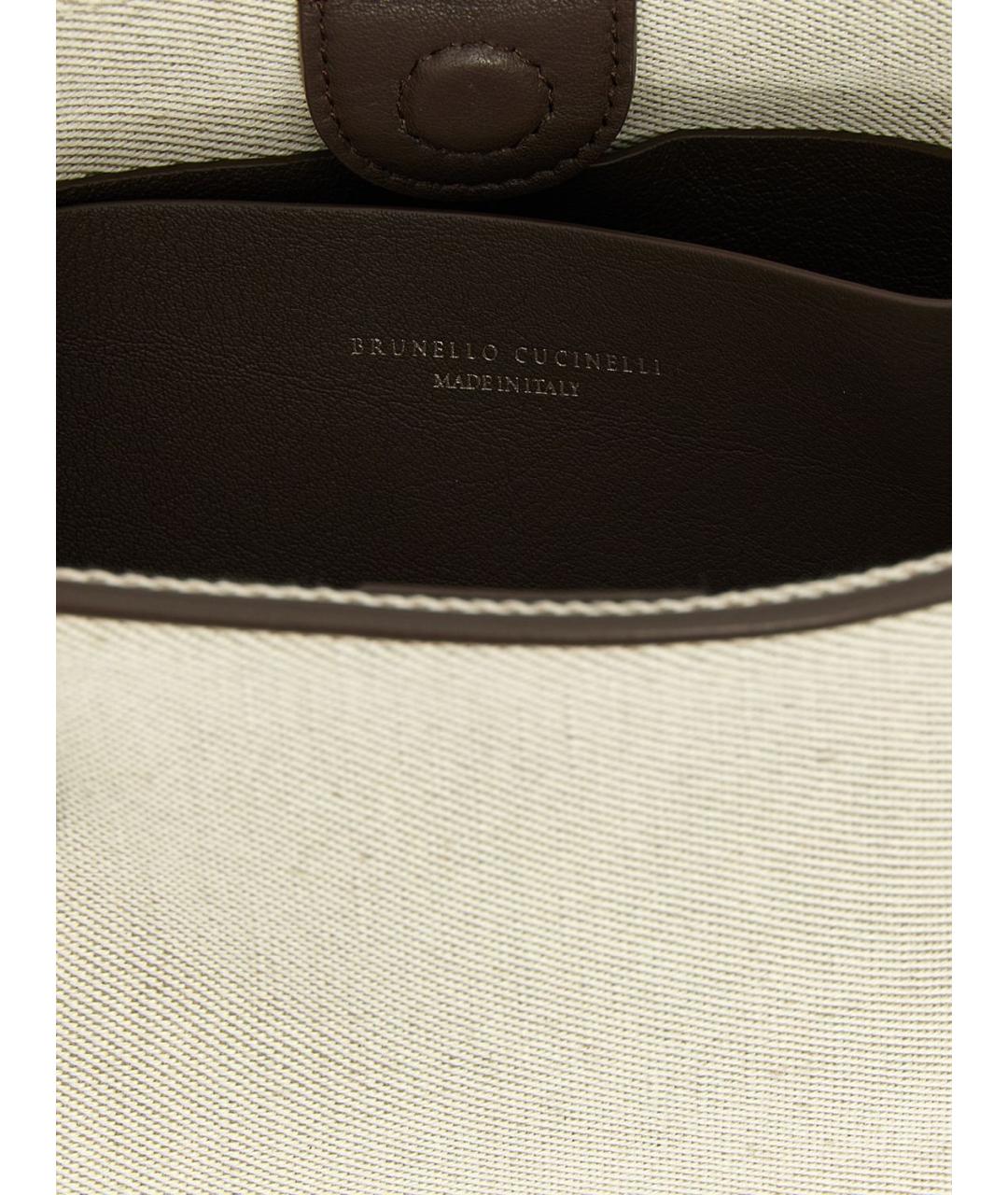 BRUNELLO CUCINELLI Бежевая деним сумка с короткими ручками, фото 4