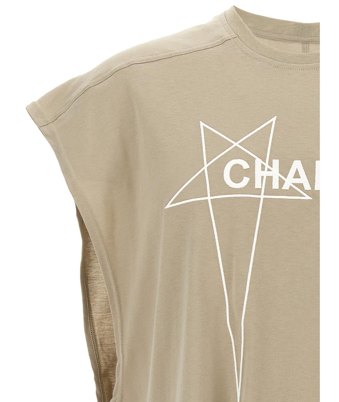 RICK OWENS Бежевая хлопковая футболка, фото 4