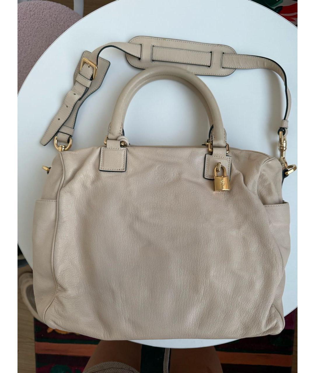 LOEWE Бежевая кожаная сумка тоут, фото 8