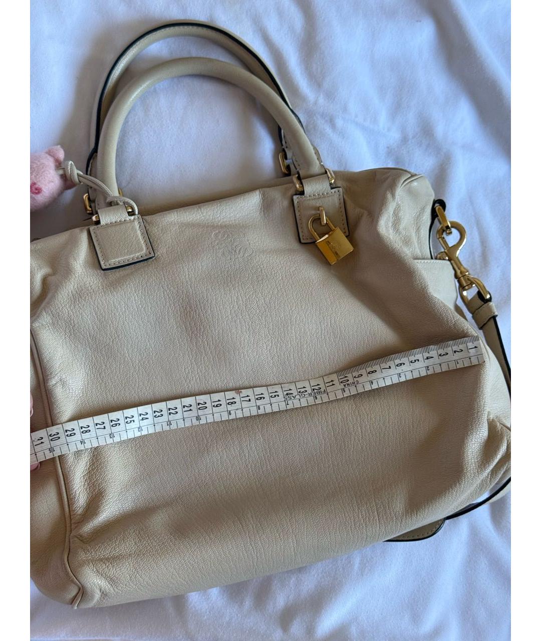 LOEWE Бежевая кожаная сумка тоут, фото 5