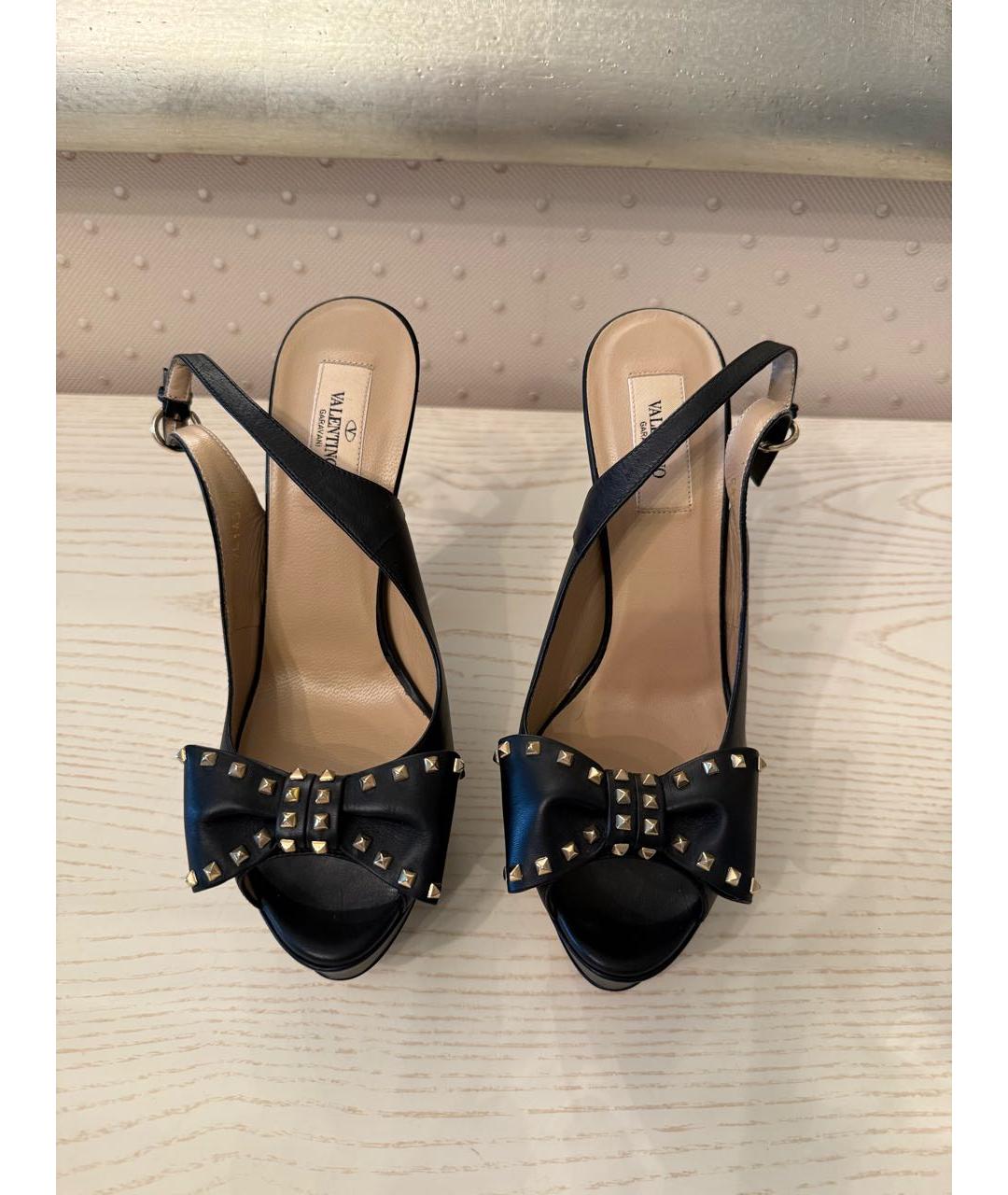 VALENTINO Черные кожаные босоножки, фото 3