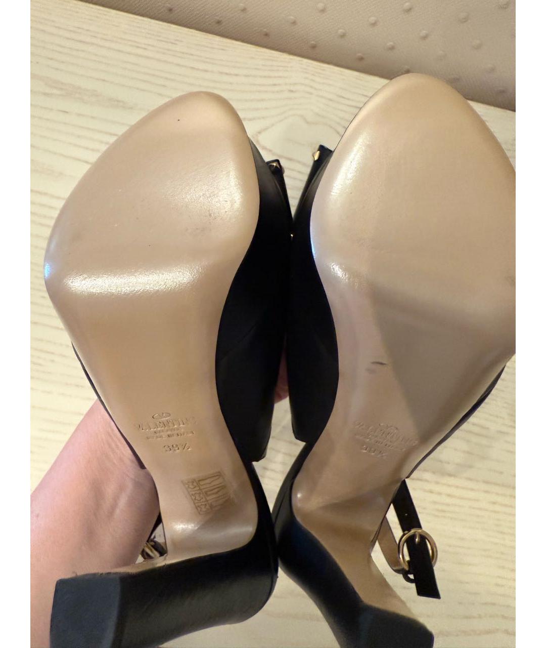 VALENTINO Черные кожаные босоножки, фото 4
