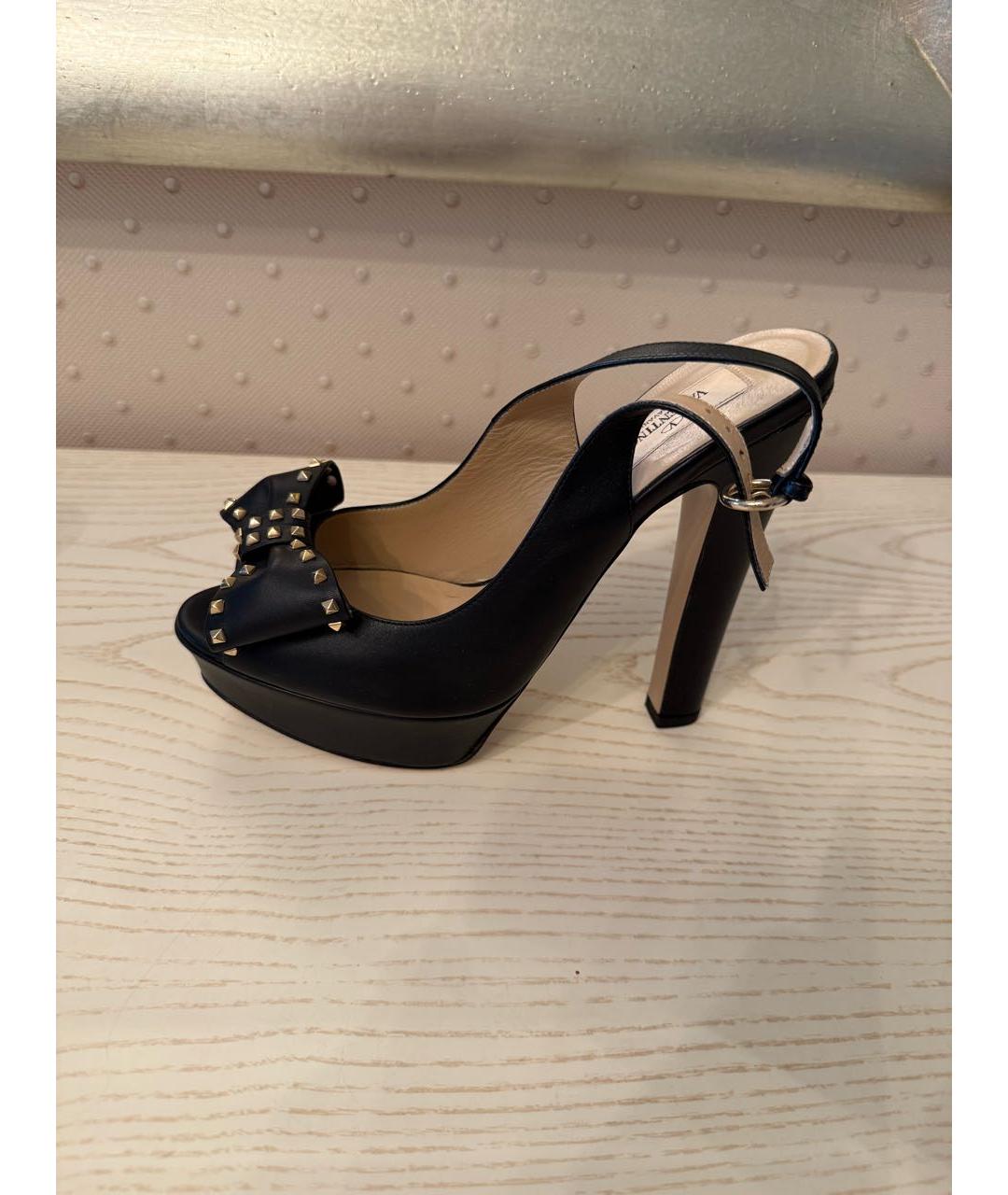 VALENTINO Черные кожаные босоножки, фото 2
