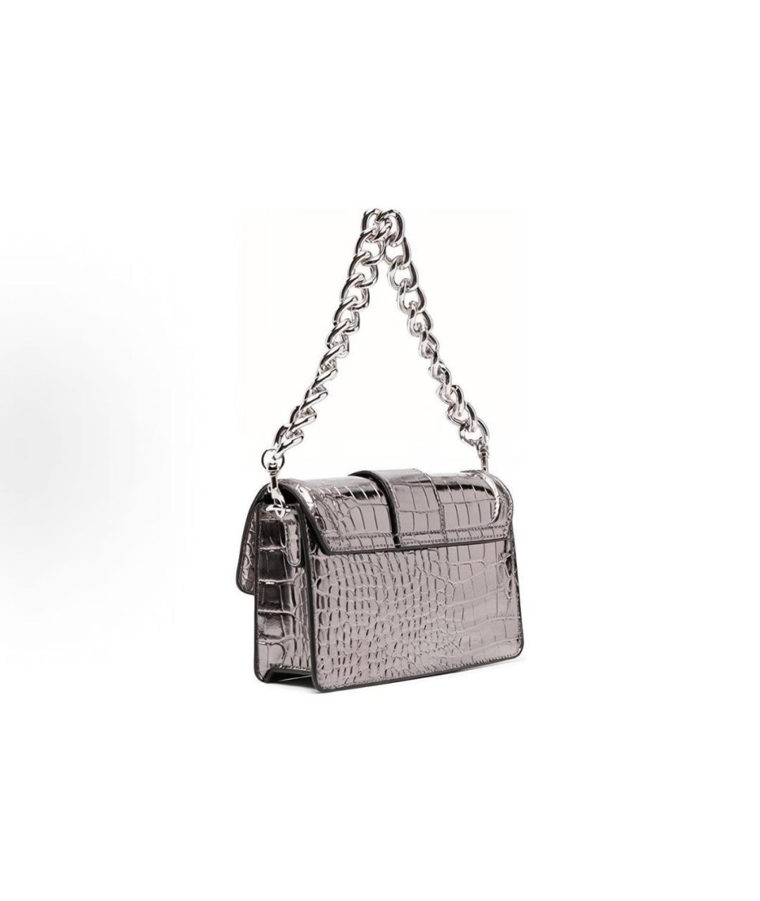 VERSACE JEANS COUTURE Серебряная кожаная сумка с короткими ручками, фото 4